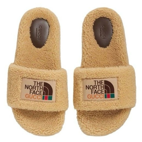 New GUCCI x The North Face Shearling fur slides men’s Sandals - Picture 1 of 8